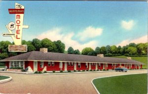 Roanoke VA Virginia THE HUNTSMAN MOTEL Roadside 1954 Chrome Advertising Postcard