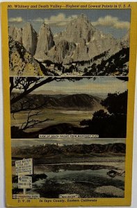 Vintage Postcard Mt Whitney & Death Valley Inyo County, California K2F4