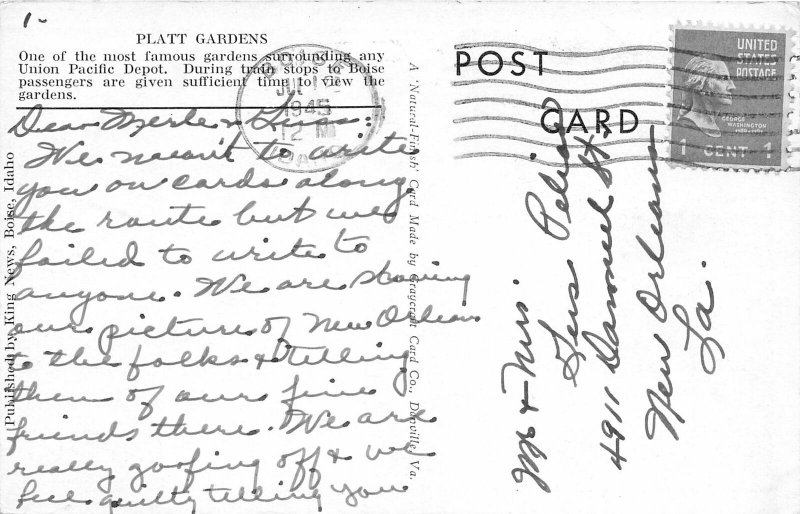 G17/ Boise Idaho Postcard 1945 O.S.L. Railroad Depot Building 4