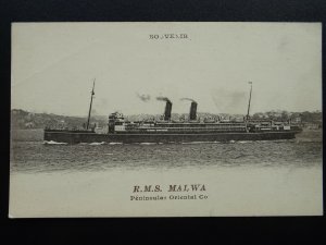 Shipping Peninsular Oriental Co. R.M.S. MALWA c1919 Postcard