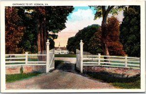 Postcard VA Mount Vernon Home of Washington