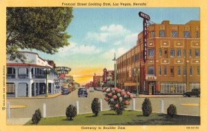 Las Vegas Nevada Fremont Street Overland Hotel Linen Postcard AA29765