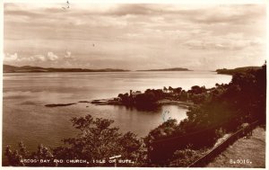 Vintage Postcard 1956 View of Ascog Bay and Church Isle of Bute Scotland UK RPPC