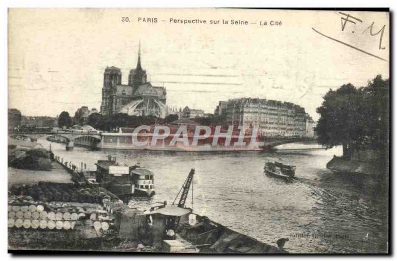 Old Postcard Perspective Paris on the Seine La Cite Notre Dame