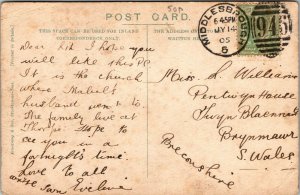Antique Postcard Thorpe Church, Stockton on Tees, Postmark 1905
