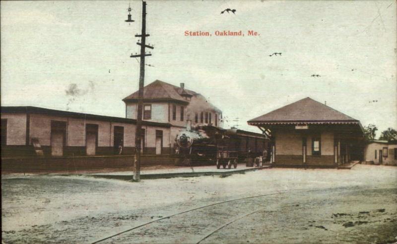 Oakland ME RR Train Station Depot c1905 Postcard