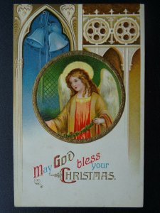 MAY GOD BLESS YOUR CHRISTMAS c1907 Embossed Postcard by Misch & Co.