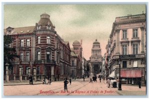 Brussels Belgium Postcard Rue De La Regence and Palace of Justice c1910 Antique