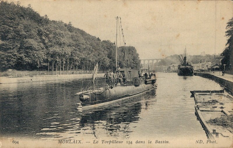 Military - Morlaix Le Torpilleur 154 dans le Bassin Topedo Boat 04.77