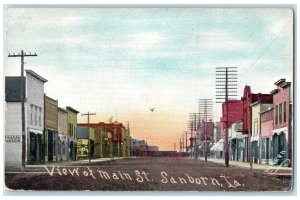 1910 View Main St. Exterior View Building Sanborn Iowa Vintage Antique Postcard