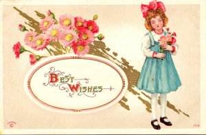 Best Wishes With Young Girl and Flowers