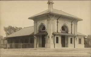Hyde Park MA RR Train Station Depot c1910 Real Photo Postcard 