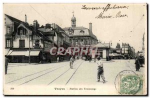 Troyes Old Postcard Station trams