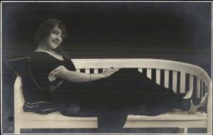 Beautiful Woman on Bench Fadeaway Trick Photography Effect c1910 RPPC