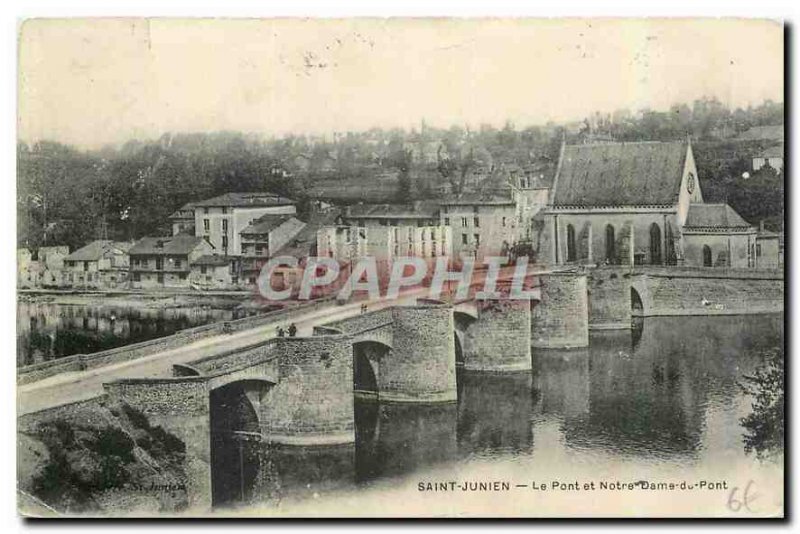 Old Postcard Saint Junien Le Pont and Notre Sane Bridge