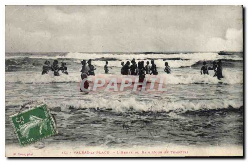 Old Postcard Valras Beach The Reune Bath Day Storm