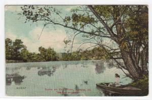 Boating Fox River Aurora Illinois 1910 postcard