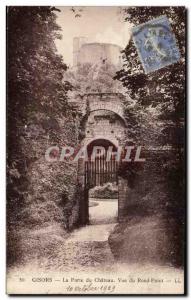 Old Postcard Gisors The door of the castle roundabout View