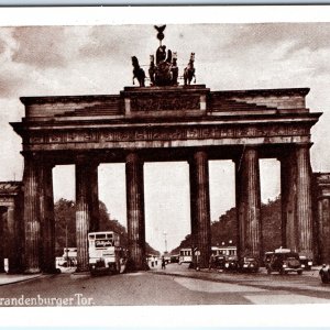 c1930s Berlin, Germany Brandenburger Tor Gate PC Street Scene Cars Bus Tram A323