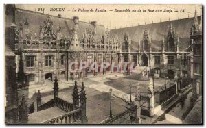 Old Postcard Rouen Plais of Justice set view of the street with Jewish Judaica
