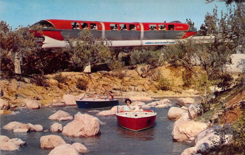 Disneyland, E-14,  Monorail, Boats , Vintage Postcard