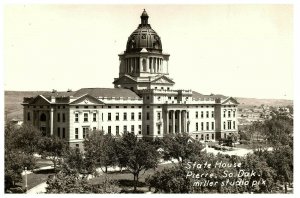 Aerial View Postcard State House Pierre South Dakota RPPC