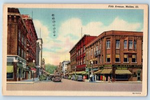 Moline Illinois IL Postcard Fifth Avenue Exterior Building 1952 Vintage Antique