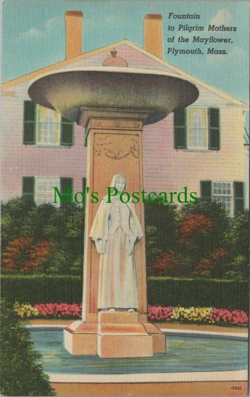 America Postcard - Fountain To Pilgrim Mothers, Plymouth, Massachusetts RS26195