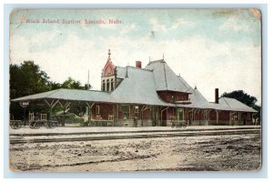 c1910's Rock Island Train Station Depot Lincoln Nebraska NE Antique Postcard