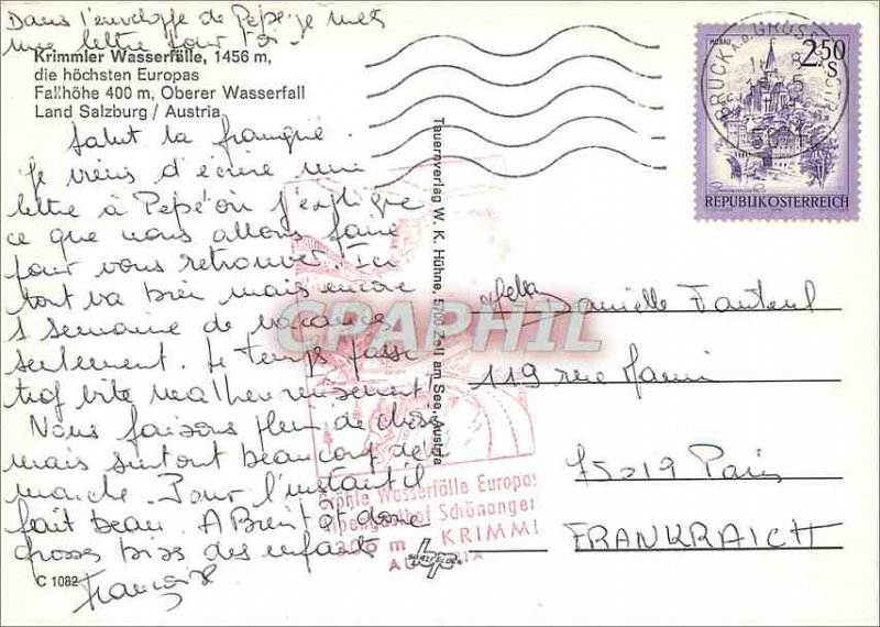 Modern Postcard Osterreich Krimmler Wasserf�lle 1456 m die H�chsten europ...