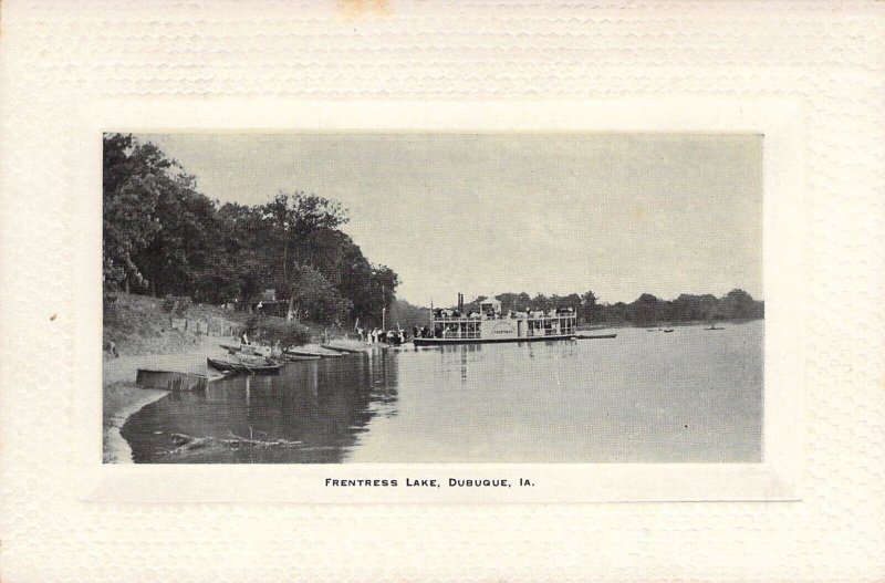 Excursion Boat on Frentress Lake, Dubuque, IA,Mississippi River, Old Post Card