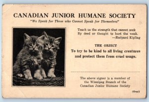 1940 Canada Postcard Junior Humane Society Children's Song Rudyard Kipling