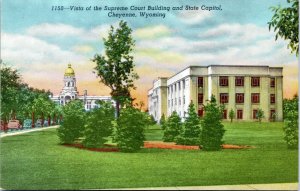 postcard Cheyenne, Wyoming - State Supreme Court and State Capitol