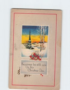 Postcard Happiness be with you On this Christmas Day with Hollies Art Print
