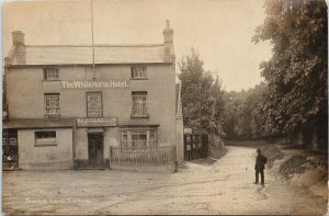 White Horse Hotel Swan Lane Exning England UK Antique Real Photo Postcard G22