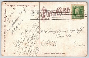 Terre Haute Indiana~Wiley High School Exterior View~Tower~Cupola~1909 Postcard