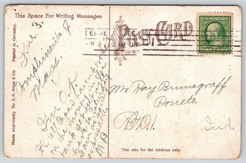 Terre Haute Indiana~Wiley High School Exterior View~Tower~Cupola~1909 Postcard