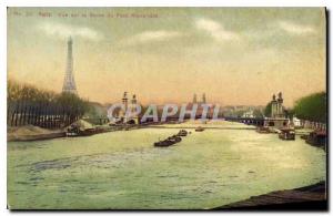 Postcard Old Paris View of the Seine from the Pont Alexandre Eiffel Tower
