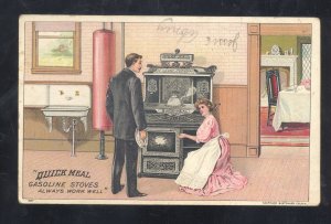 QUICK MEAL GASOLINE STOVES WOMAN COOKING KITCHEN ADVERTISING POSTCARD
