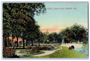 Oshkosh Wisconsin WI Postcard View Of South Park Flowers c1910's Posted Antique