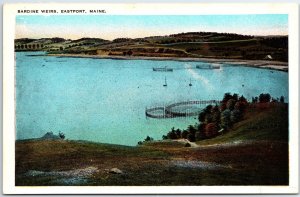 VINTAGE POSTCARD VIEW OF THE SARDINE WATERS OF EASTPORT MAINE (1920s)