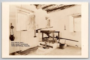 San Antonio Texas Old Grist Mill Dan Jose Mission RPPC Real Photo Postcard B35