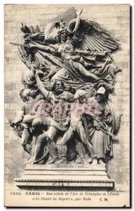 Old Postcard Paris Bas reliefs Arc de Triomphe of the Etoile du Depart song b...