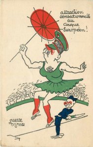 Postcard 1920s French Military Propaganda Great Dictator Circus 23-11862