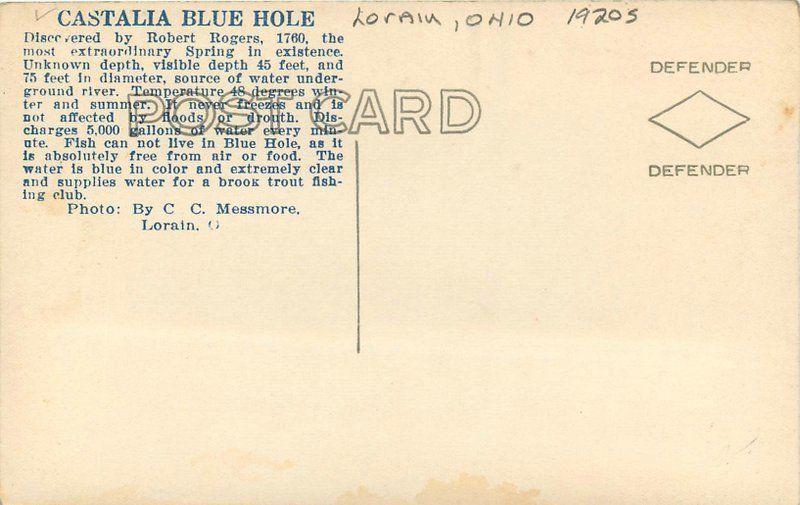 Castalia Blue Hole 1920s Lorain Ohio RPPC real photo postcard 11171