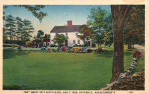 Vintage Postcard 1940's Whittier's Birthplace House Home Haverhill Massachusetts