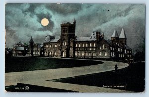 Ontario Canada Postcard Toronto University at Moonlight 1907 Antique Posted