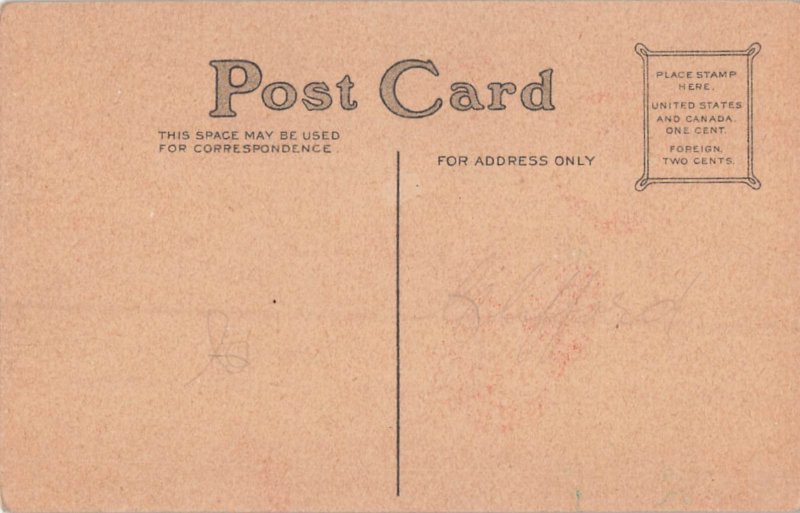 2 scared kids seeing ghost JOL Americana Halloween Postcard hol3018