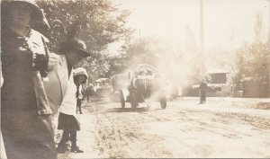 Victoria BC Parade ?? People Gathering Decorated Automobiles RPPC Postcard G72