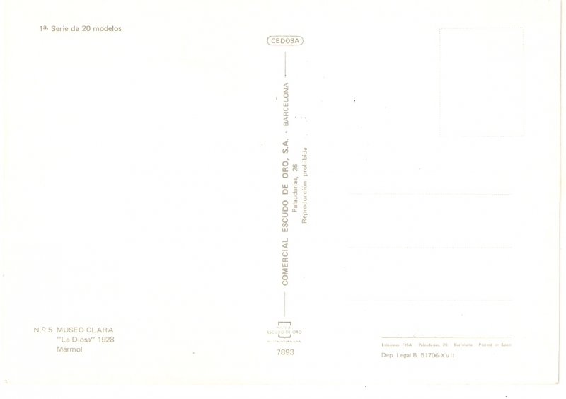 La Diosa  Modern fine art, sculpture, risque Spanish Postcard